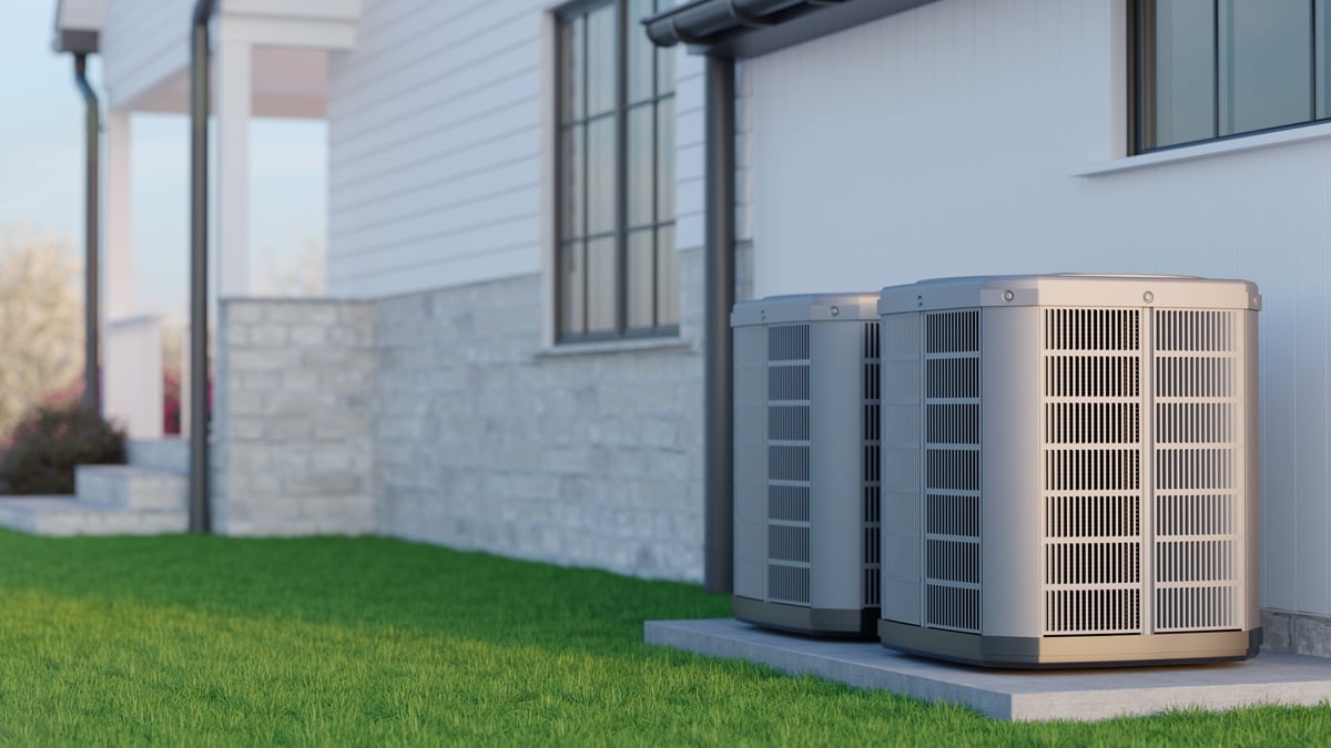 Modern home with an energy-efficient heat pump system